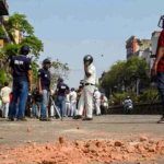 TMC goons clash with police during BJP campaign in Bengal polls